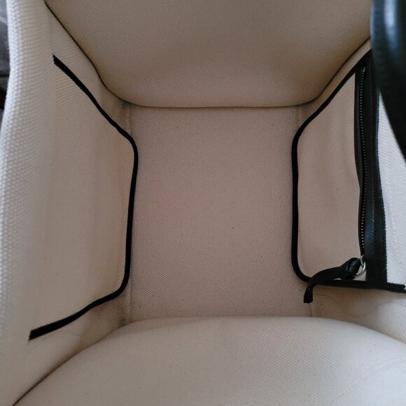 CELINE White Canvas And Black Leather trim Phantom Medium Tote Bag. - Picture 16 of 16